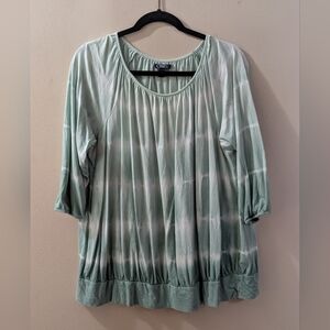 Chaps Women's Mint Green Tie-Dye Scoop Neck Top